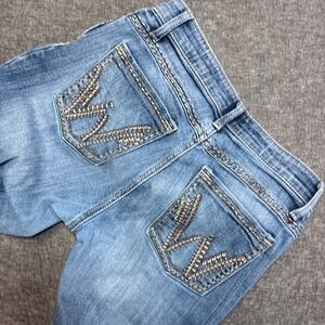 Wrangler Shiloh Riding Jeans Bootcut Womens 7x32 Blue Flex Waistband Embroidered